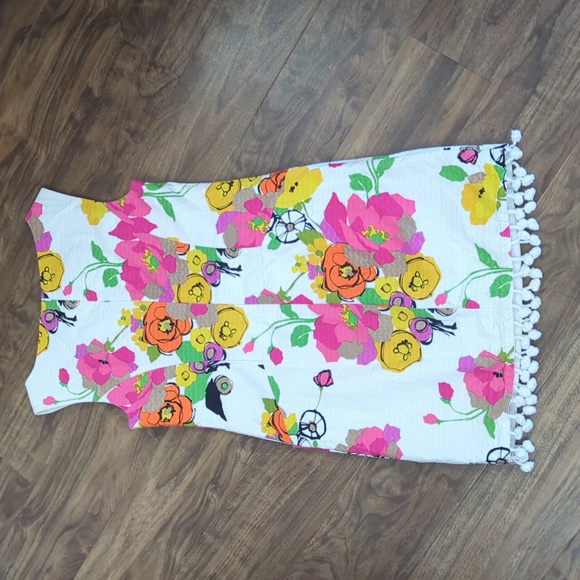 Trina Turk Floral Pom-pom Fringe Shift Dress - Picture 3 of 13